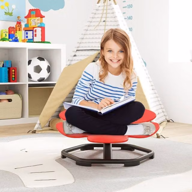 Costway Kids Sensory Petal Swivel Chair with 360 Degree Spin in Red