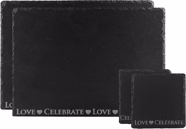 Selbrae House Black Slate Coaster and Place Mat Set