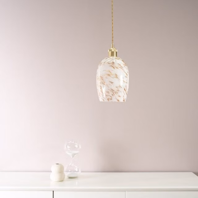 ValueLights India Confetti Glass Ceiling Shade with LED Bulb in White and Green