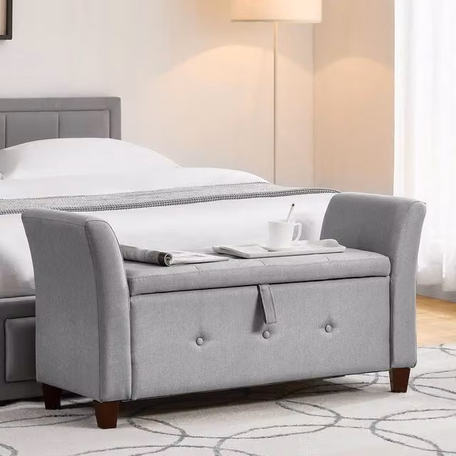 HD Designs Vida Designs Seville Upholstered Storage Ottoman in Light Grey