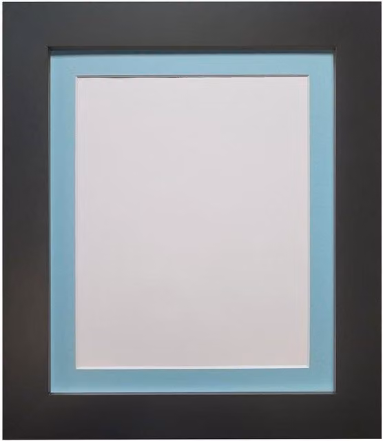Frames & Mirrors 4U Metro Black Rectangular Picture Frame with Blue Mount for 45 x 30 cm Images