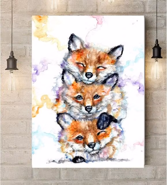BebesArts Rough and Tumble Canvas Wall Painting in Brown and Multicolour, W: 60.96 cm, H: 40.64 cm