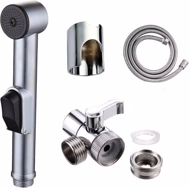 PAWNORA Silver Chrome Hand Held Toilet Shower Head
