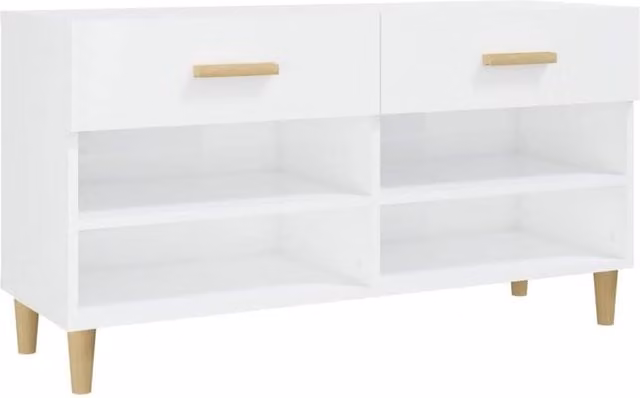 Berkfield Home High Gloss White Shoe Cabinet W/D/H: 102 x 35 x 55 cm