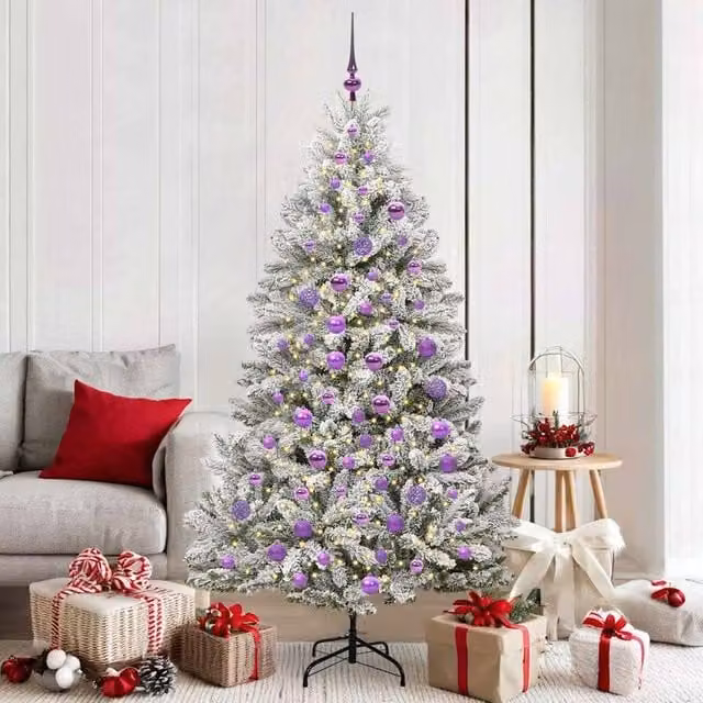 Berkfield Home Artificial Christmas Tree in Green and White, Height: 180 cm