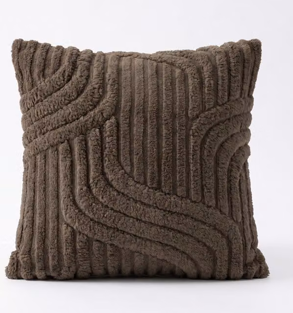 Livingandhome Plush Square Throw Pillow Cover with Zip, Brown, W/D/H: 45 x 45 x 45 cm
