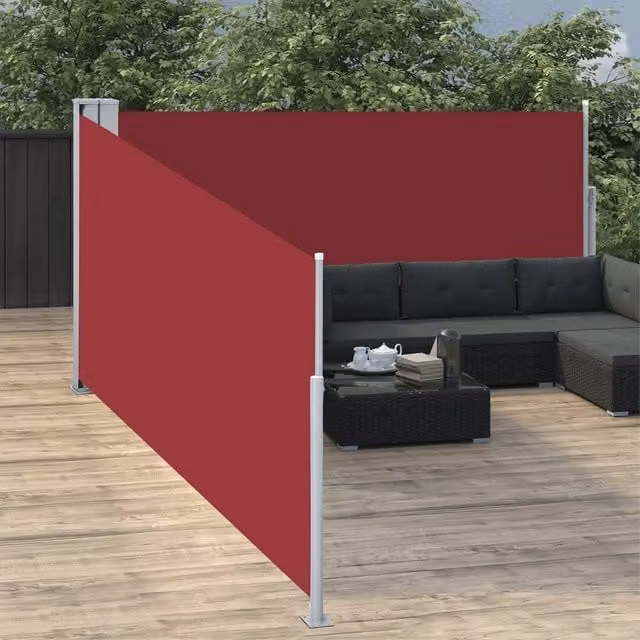 Berkfield Home Red Retractable Polyester Side Awning for Garden, Balcony or Terrace, W/H: 100 x 1000 cm