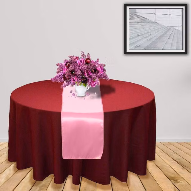 Trimming Shop Plain Satin Table Runner in Baby Pink