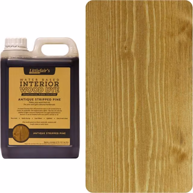 Littlefair's Water Based Wood Stain in Antique Stripped Pine Yellow, 5000ml