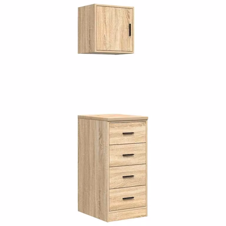 Berkfield Home Wall Mounted Garage Cabinets, 2 Piece Set in Sonoma Oak Brown Engineered Wood