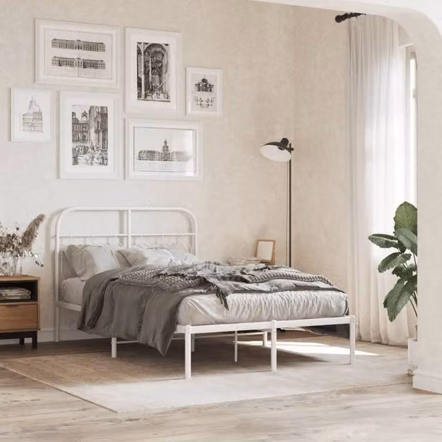 Berkfield Home Metal Headboard in White