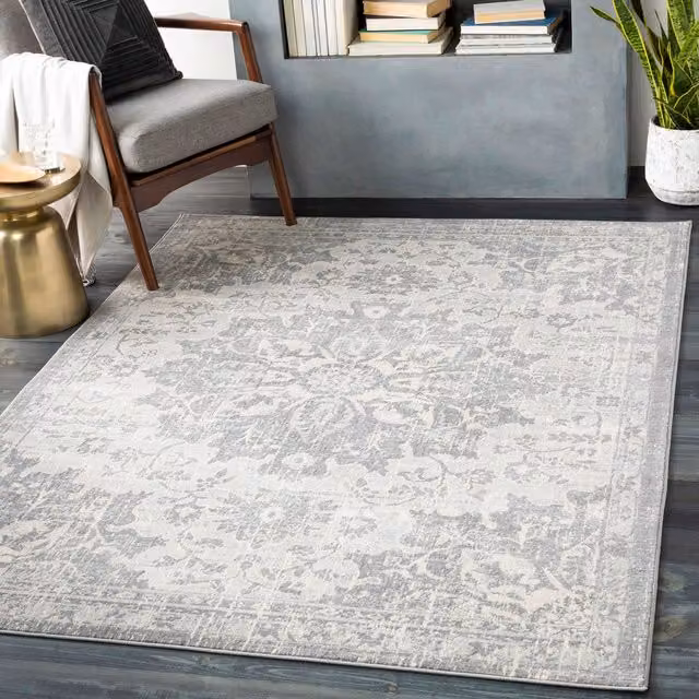 Livabliss Monaco Vintage Boho Wool Rug in Grey and Beige, W: 140 cm, D: 200 cm