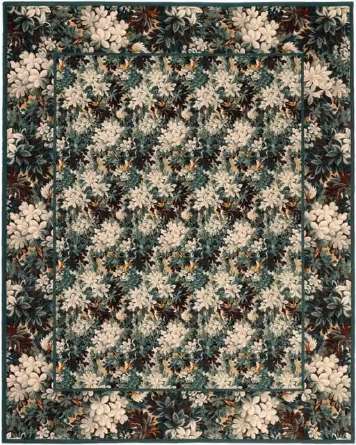 House of Hackney SILVA Rectangular Floral Wool Rug in Blue and Multicolour