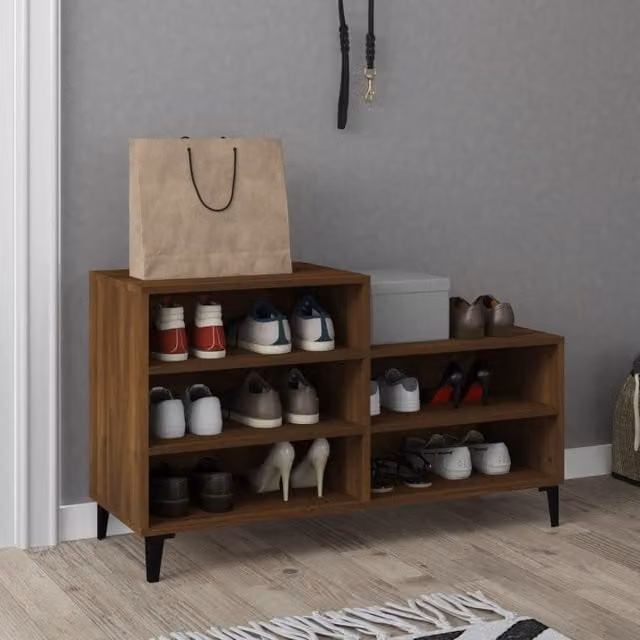 Berkfield Home Brown Oak Shoe Cabinet W/D/H: 102 x 36 x 60 cm