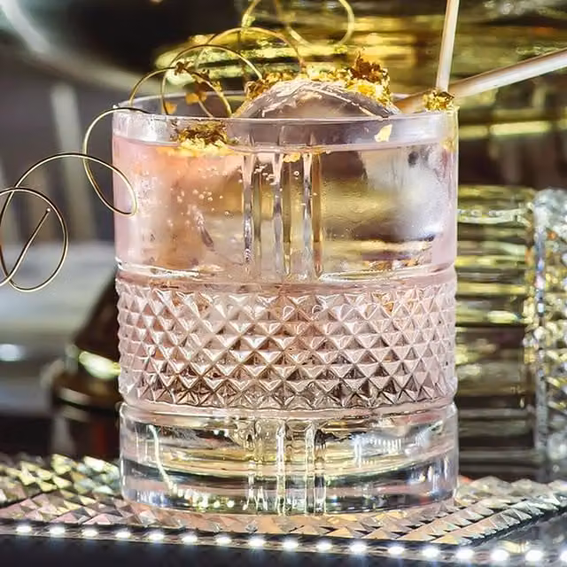 RCR Brillante Geometric Crystal Glass Tumblers, 340ml, Pack of 12, Transparent