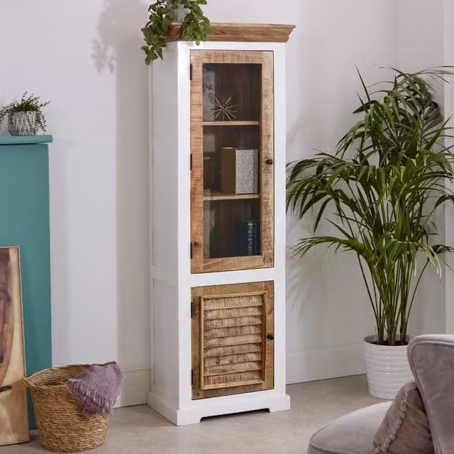IH Design Modern White Lacquered Solid Mango Wood Bookcase