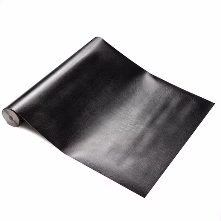 D-C-Fix Black Leather Effect Self-adhesive Vinyl Wrap for Doors and Furniture, W: 45 cm, L: 5 m