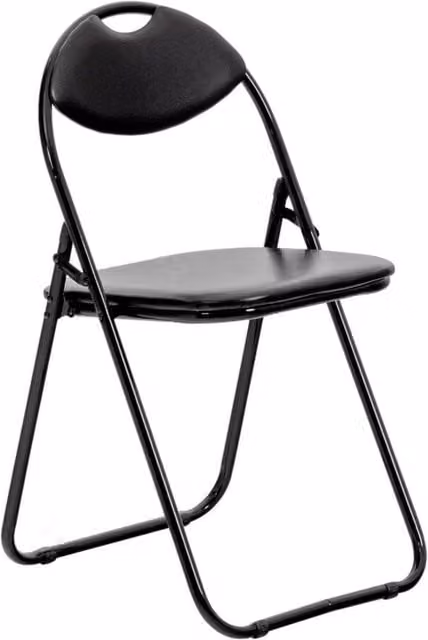Novecrafto Black Stackable Metal Folding Chairs with Synthetic Leather Upholstery