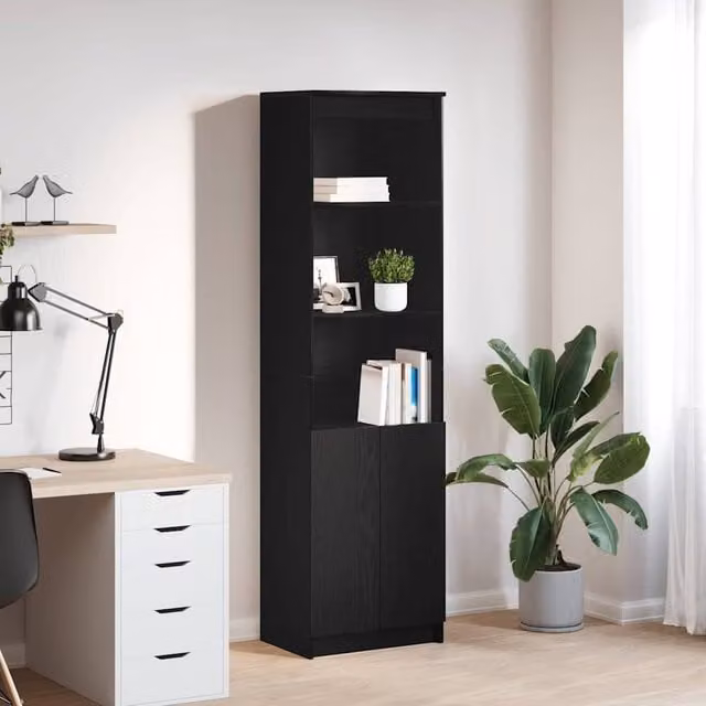 Berkfield Home Black Oak Highboard W/D/H: 50 x 35 x 180 cm