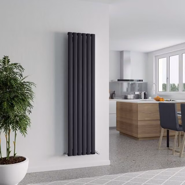 Agadon Berlin Designer Aluminium Radiator in Dark Grey, W: 180 cm, H: 55.5 cm, D: 55.5 cm