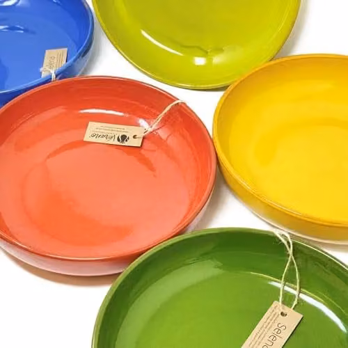 Verano Spanish Ceramics Selena Glaze Hand Dipped Ceramic Serving Bowl, Lime Green, Diameter: 30 cm