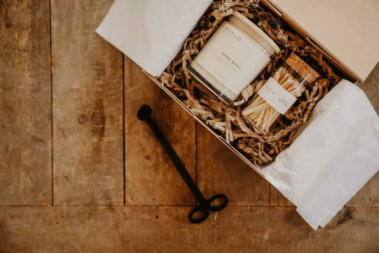 Imvelo Candle Co Essential Gift Box with Rose Geranium Essential Oil in Amber