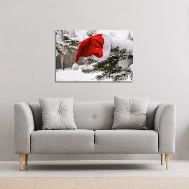 Santa Claus Hat Gallery Canvas by Benjamin Tate Design LTD, Red, W: 91 cm, H: 61 cm