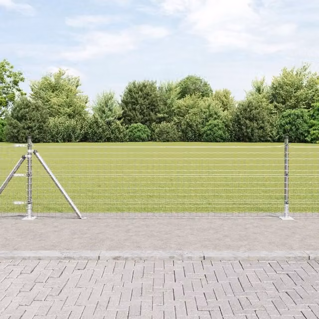 Berkfield Home Set of 52 Square Galvanised Steel Fence Posts in Silver, W/D/H: 3.2 x 3.2 x 70 cm
