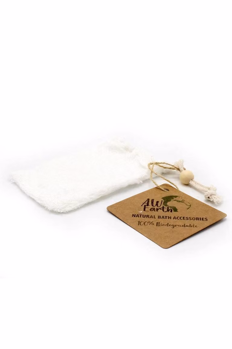 KDMD Natural Bamboo Soap Bag in White
