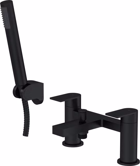 Balterley Contemporary Bath Shower Mixer Tap with Shower Kit in Matt Black