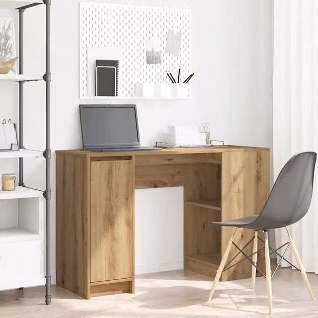 Berkfield Artisan Oak Secretary Desk in Brown, W/D/H: 120 x 42 x 76 cm