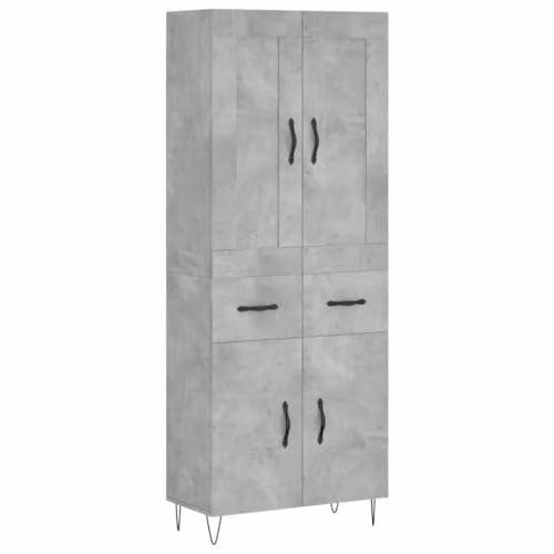 vidaXL Industrial Style Highboard Sideboard in Concrete Grey with Drawers and Doors