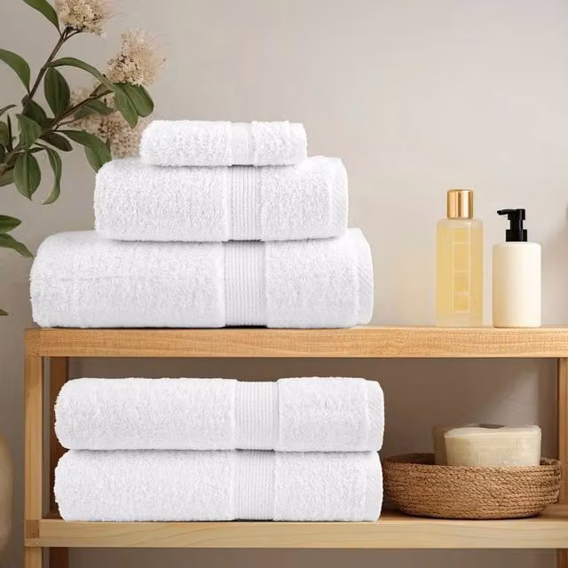 Berkfield Home SOLUND Premium Cotton Terry Towels, White, 10 Pack, W: 100 cm, L: 200 cm, 600gsm