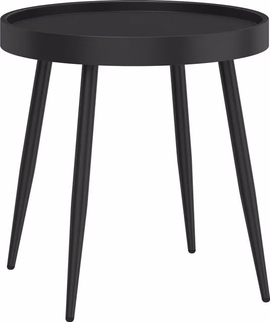 Outsunny Round Garden Coffee Side Table with Plastic Tray-Style Top and Metal Legs, Black, Diameter: 49.5 cm