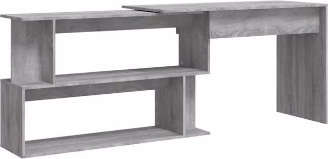 Berkfield Home Corner Desk in Grey Sonoma, W/D/H: 200 x 50 x 76 cm