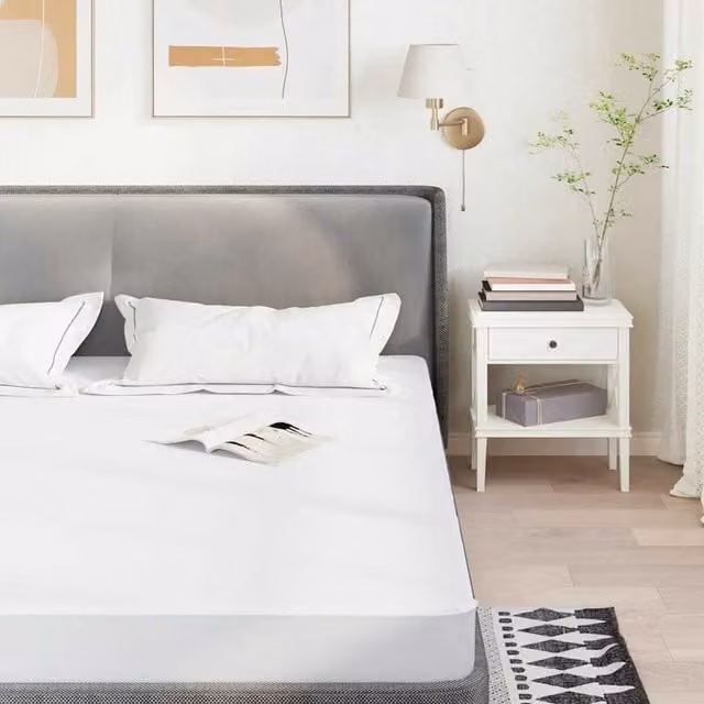 Berkfield Home Waterproof and Breathable White Microfibre Mattress Protector W/D/H: 100 x 220 cm