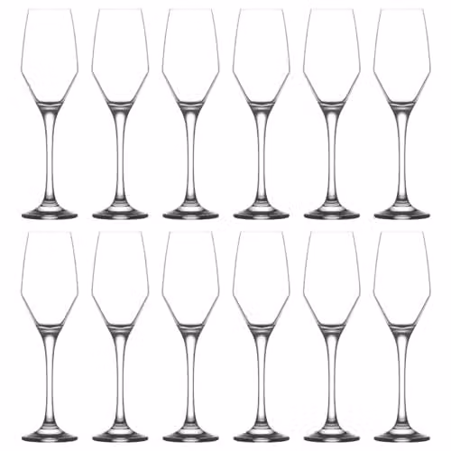 LAV Ella Glass Champagne Flutes, Pack of 12, Transparent, 230ml
