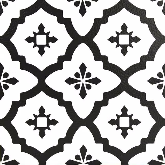Fine Decor Self-Adhesive Mediterranean Tile-Look Vinyl Floor Tiles, Black, 0.93sqm (Pack of 10)