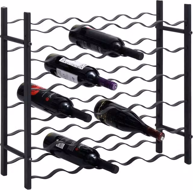 Berkfield Home Industrial Black Iron Wine Rack for 36 Bottles