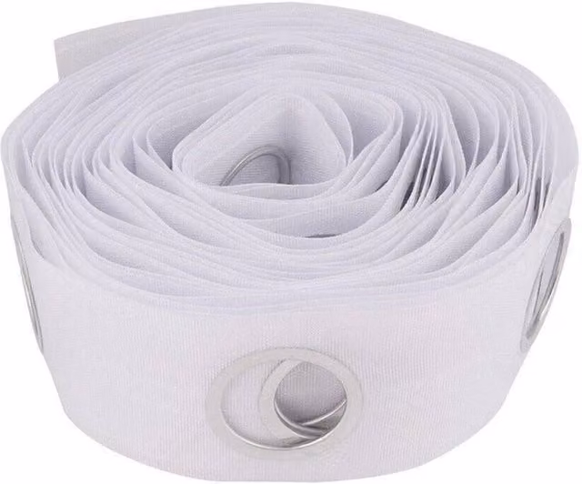 VOGREX 10m White Curtain Heading Tape with 80 Round Eyelet Rings