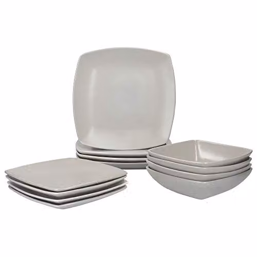 Creative Tops 12 Piece Grey and Black Stoneware Dinner Service for 4 Adults