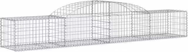 Berkfield Home Decorative Arched Gabion Planter Baskets, 3 Piece, Silver Galvanised Steel, W/D/H: 300 x 50 x 40/60 cm