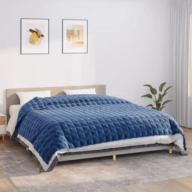 Berkfield Home Blue Weighted Blanket, W: 235 cm, D: 290 cm, 11 kg
