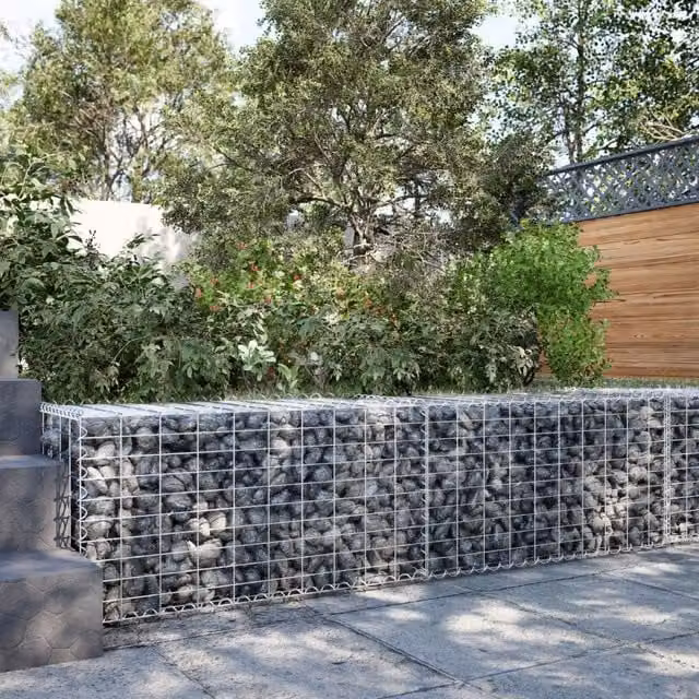 Berkfield Home Silver Galvanised Steel Gabion Basket with Cover W/D/H: 200 x 50 x 50 cm