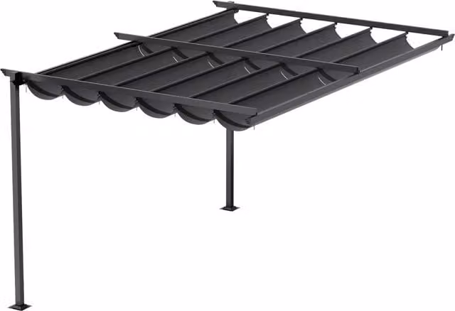Breeins Black Retractable Lean To Pergola with Canopy