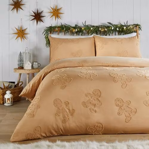 Riva Home Gingerbread Christmas Duvet Cover Set in Brown and Beige, 200 x 220 cm