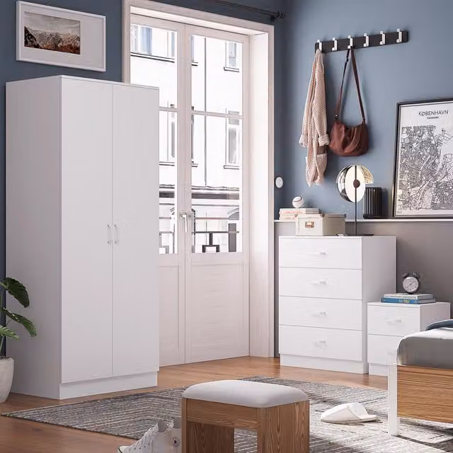 FWStyle Tunis 3 Piece Modern Bedroom Furniture Set in Matt White