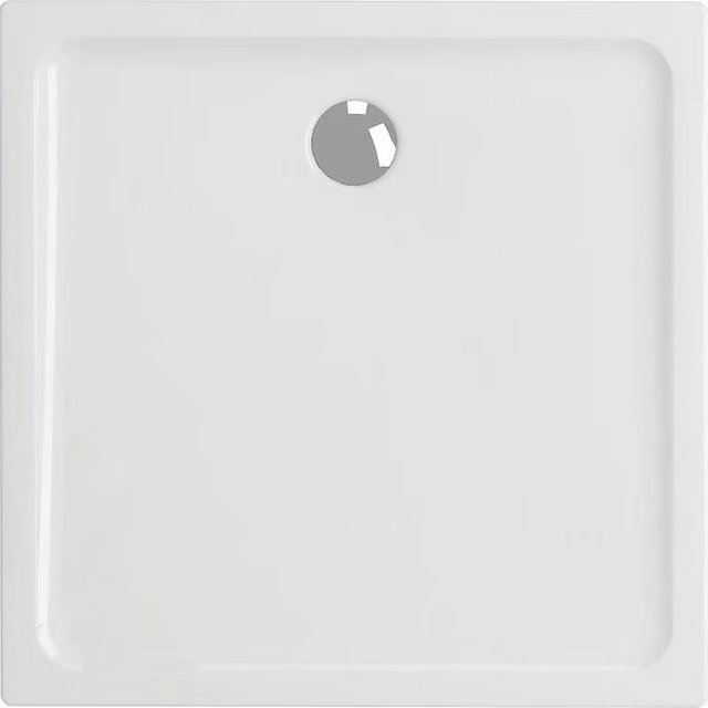 Bathroom Kingdom Oliver Square Stone Shower Tray, White, W: 80 cm x D: 80 cm x H: 3 cm