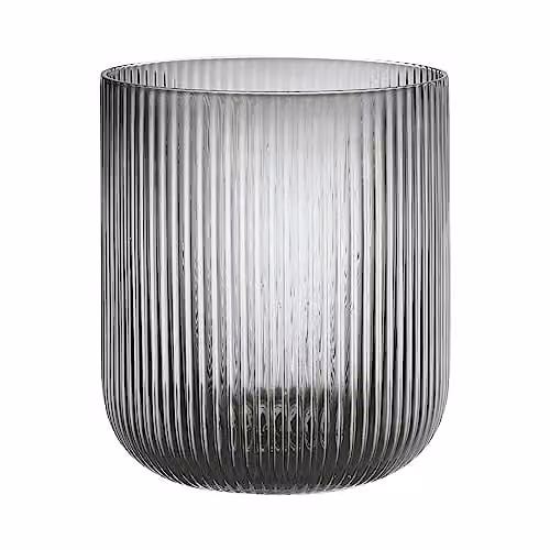 Blomus Ven Round Glass Pillar Candle Holder in Grey Smoke