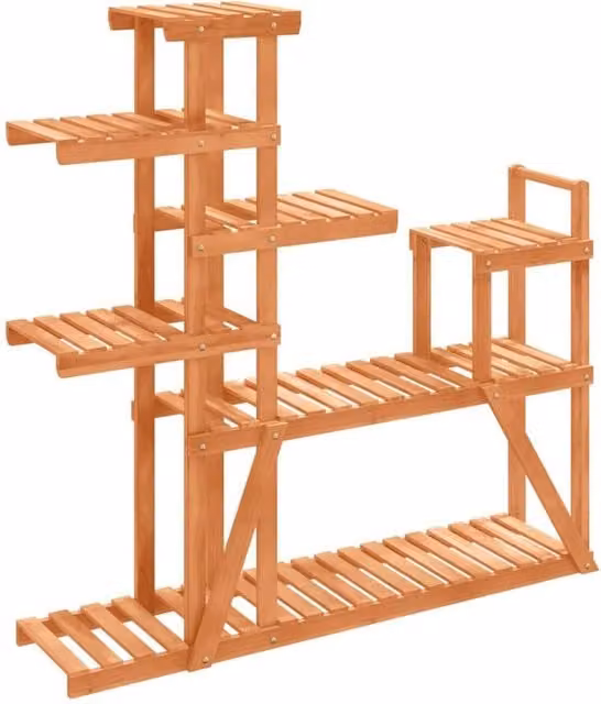 Berkfield Home Retro Solid Wood Fir Flower Stand, Brown, W/D/H: 110 x 25 x 111 cm